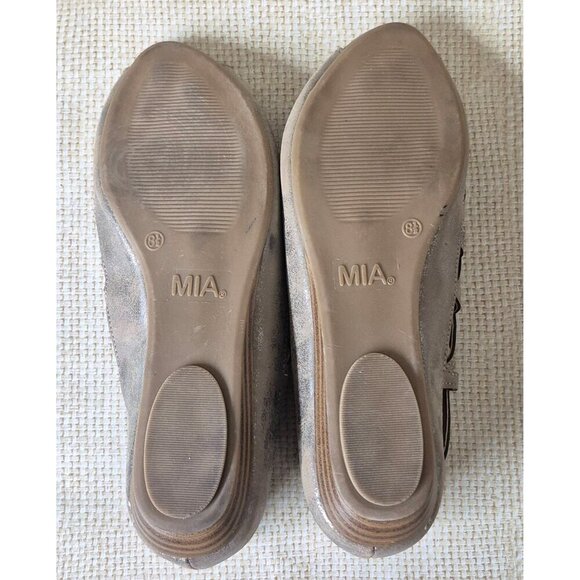 MIA Sandals Cutout Peep Toe Lace Up Gold/ Taupe Comfort Ladies Size 8.5M - Picture 7 of 9